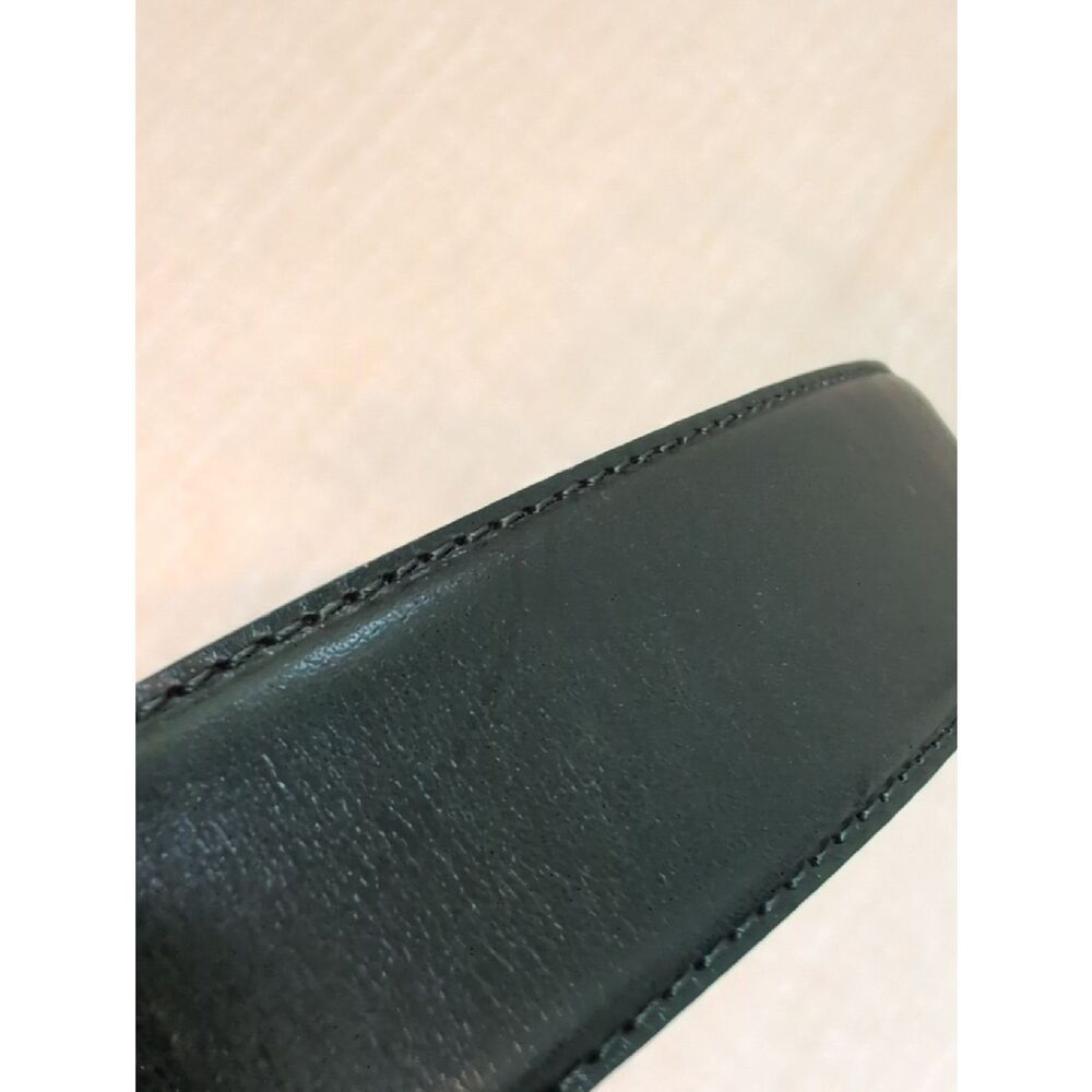 Talbot's Dark Green Leather Belt with Solid Brass Buckle Size S - Picture 7 of 11